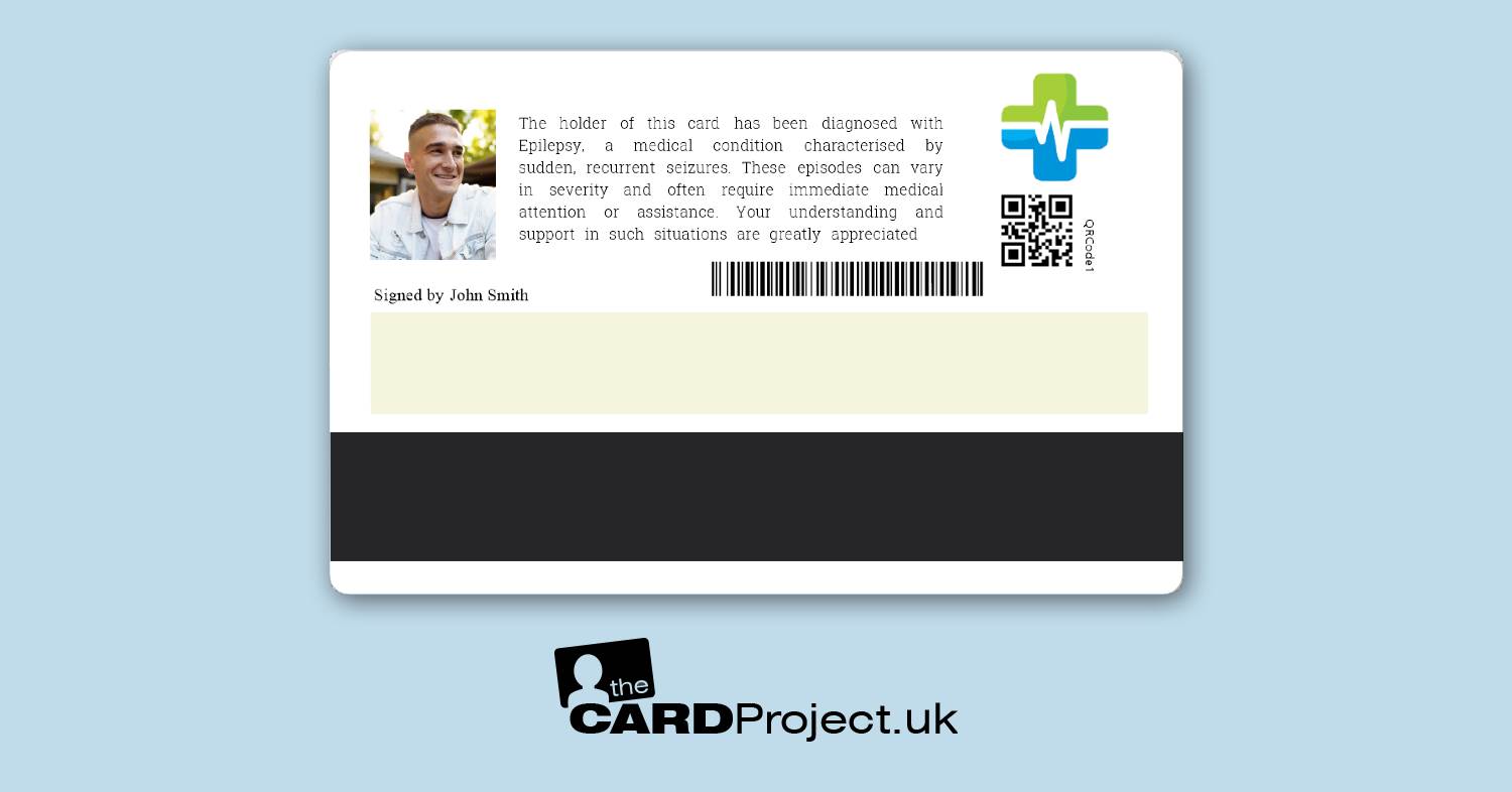 Epilepsy Premium Medical Photo ID Card  (REAR)